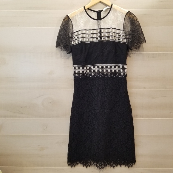 {2} Sandro Paris Rozen Lace Colorblock Dress - Picture 2 of 16